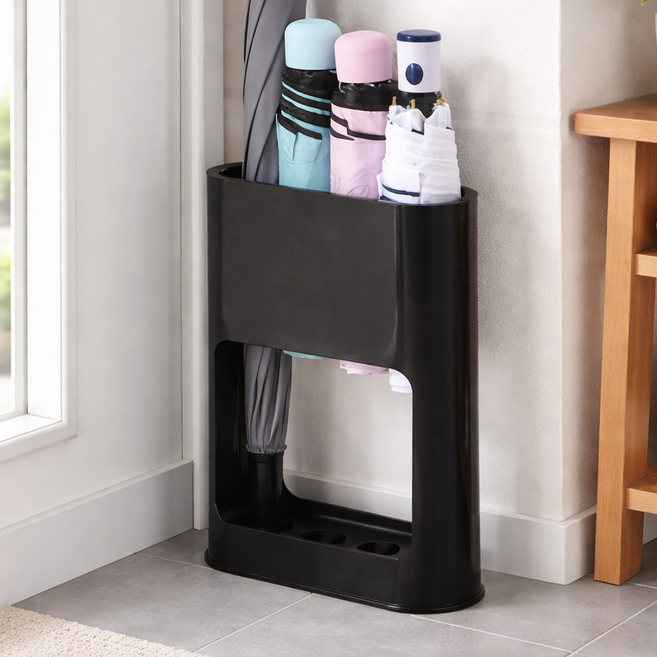 디모어 현관 스탠드 미니 우산꽂이, 1개, 블랙