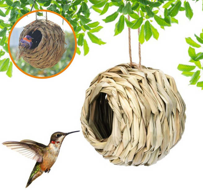 마켓피아 새장 지푸라기 새둥지 새집, 갈색(원형), 1개