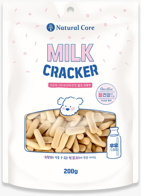 네츄럴코어 강아지 유산균 치즈 크래커 200g, 우유맛, 3개