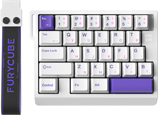 FURYCUBE M30HE 마그네틱축 원핸드 키보드 30키 고성능 8k 래피드 트리거 자석축 게이밍 키보드 기계식 e-sports 유선 LED 커스텀 등고선, 마그네틱축(자석축), 아르테미스 미니 화이트