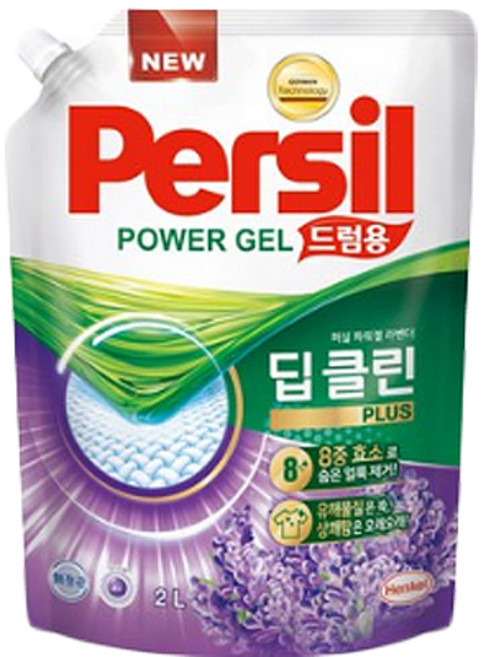 퍼실 딥클린 플러스 라벤더향 드럼용 액상세제 리필, 8개, 2L