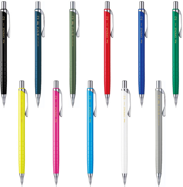 펜텔 오렌즈 메탈 그립2 샤프 0.5mm, 레드, 0.2mm