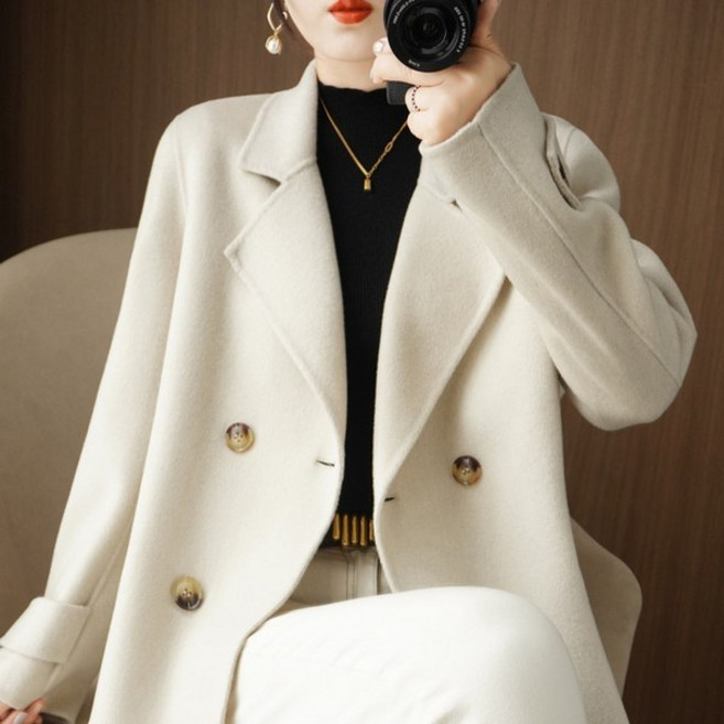 봄 가을 빅사이즈 카디 코트 숏 팔렛트 칼라 울 외투 분위기 패션 트렌디 빅사이즈 여성용 소프트 촉감 따뜻함 유지 용도 코디 가능 2025 디자인