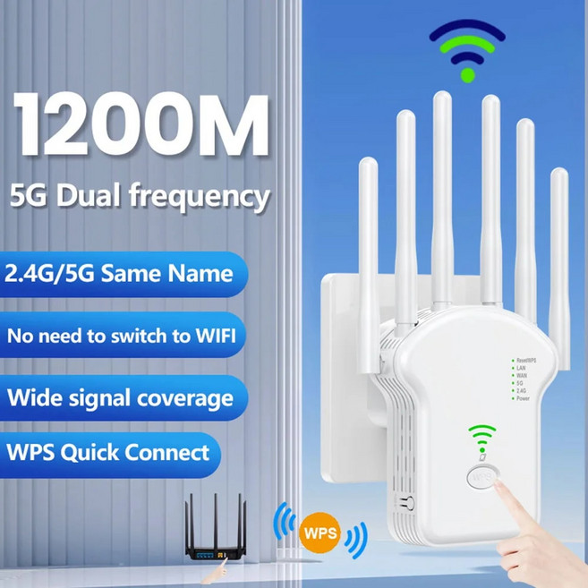 와이파이 확장기 무선 신호 듀얼 밴드 2.4G 5G 익스텐더 네트워크 WPS 1200Mbps, 5)Black 1200Mbps - EU 플러그, 1개