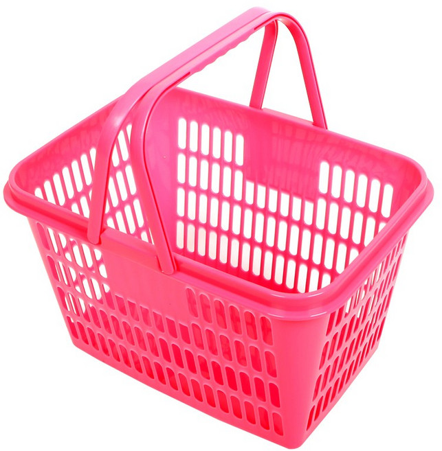 지오리빙 다용도 쇼핑바구니, 쇼핑바구니(중)-핑크, 1개