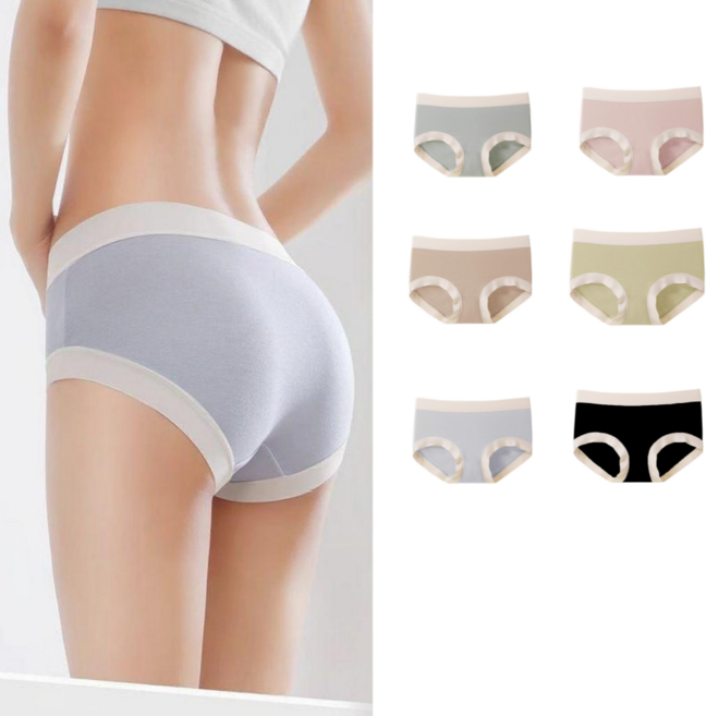 여성 심리스 노라인 심플 팬티 편안한 밴딩 속옷 6종 세트