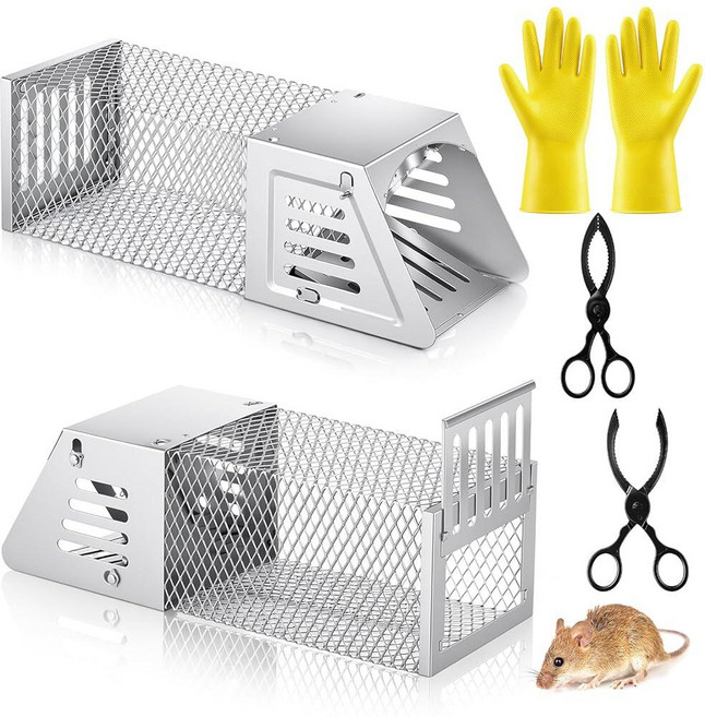 Mysora 2 Set Humane Rat Mouse Traps Chipmunk Rodent Squirrel Metal Trap for Indoor Home Outdoor G