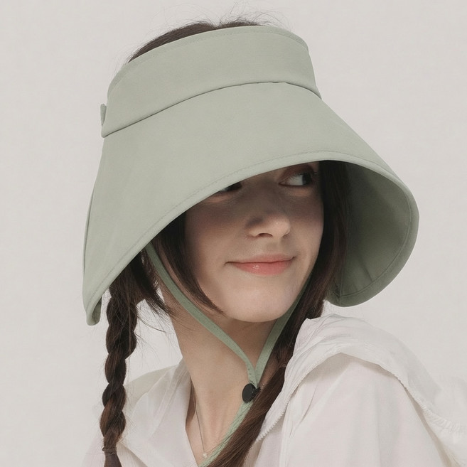 6위 - 서프코코스 얼굴 커버 울트라 와이드 썬캡 햇빛가리개 UV차단 양산모자 남여공용, 1개, 카키그레이