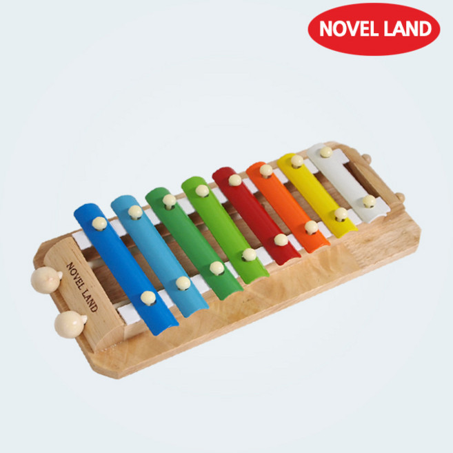 노벨랜드 칼라 원목 실로폰 아기 유아 음악 수업 악기놀이 우드 나무 고급 코끼리 원목 교구, 1개