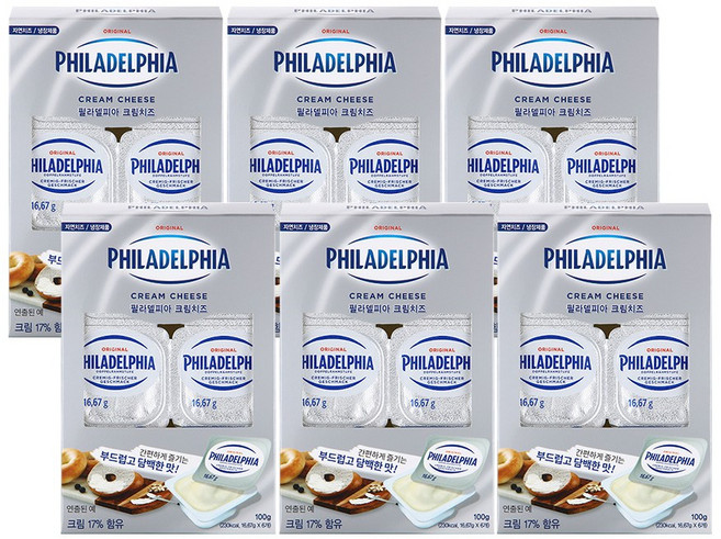 [필라델피아] 필라델피아 포션 크림치즈 16.67g 36개 (총 6팩)
