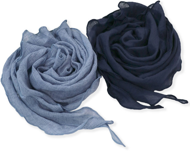 메리앤유 2장세트 웨이브 디테일 코튼 소재 롱삼각 스카프 국산