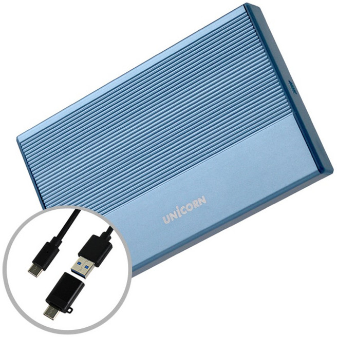 유니콘 USB3.2 Ge2 2.5인치 HDD SSD 외장하드케이스 A+C젠더 알루미늄 간편조립 HDD-800VA, 1