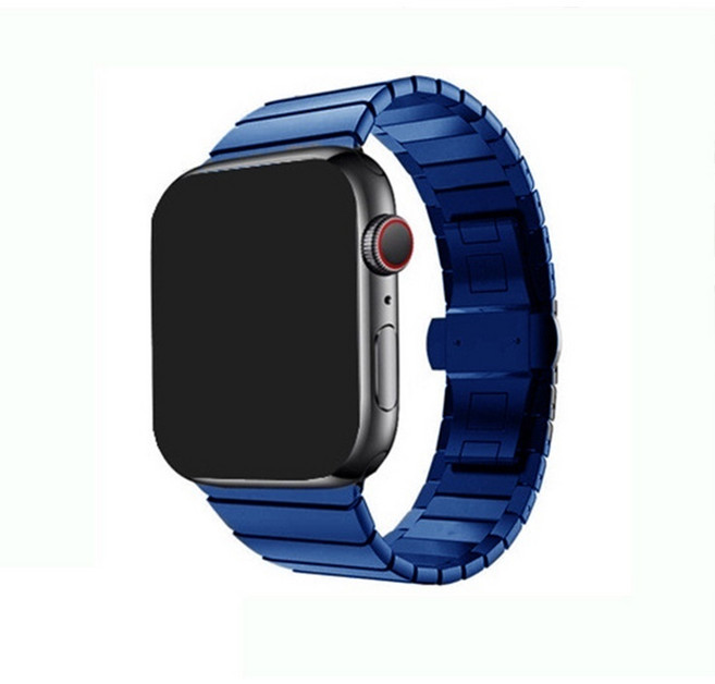 經典款不鏽鋼錶帶 適用 Apple Watch, 一株寬版單錶帶-暗藍色,49mm-Ultra1/2/3, 1個