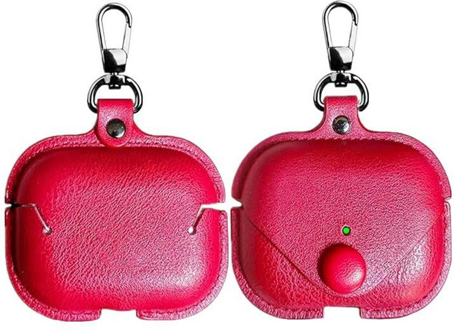 에어팟[호환] 프로3용 가죽 케이스 프로 3대 커버 레트로 키체인 포함 충전 2025와 호환 커피 [호환], Red