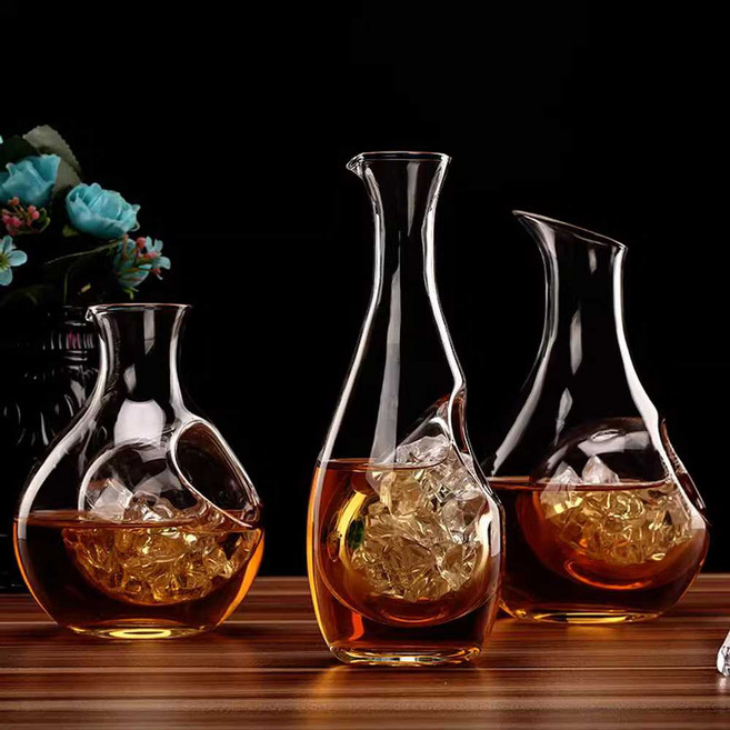 얼음 와인 양주 크리스탈 트레이 더블린 병 사케 위스키 디켄터 술 술병, 340ml 대형 모델, 1개