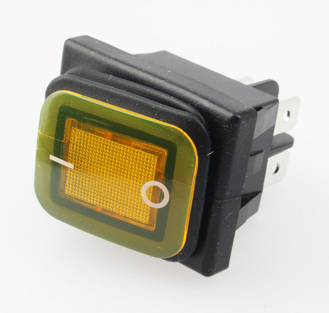 푸쉬버튼 전원 방수 스위치 노란색 KCD4 DM4382, 1개