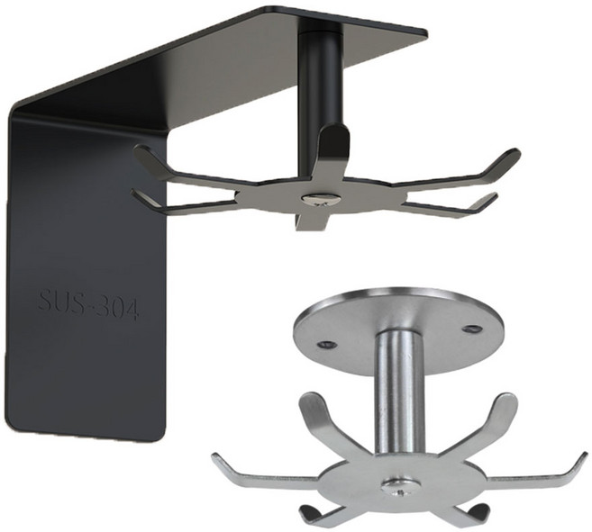 오달라 6구 스테인레스 접착식 부착식 360도 회전 주방 욕실 걸이, 천장형 실버, 1개