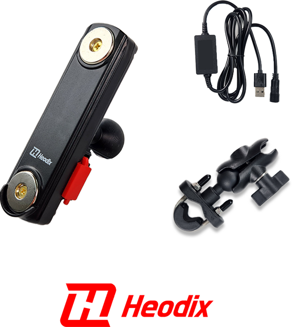 허딕스 바타입 1구 자석 충전거치대 USB겸용, USB 충전, 숏암 + 핸들바 고정형