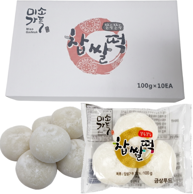 자연톡 찹쌀떡 3개입씩 봉지 개별포장 추억의 옛날 모찌 찰떡 간식 합격 행사 떡, 1박스, 1kg