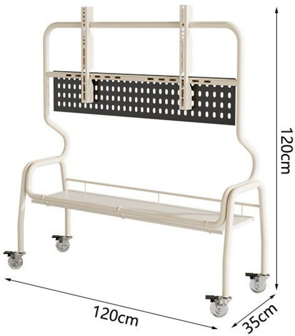 이동식TV거치대 대형 TV 이동식 스탠드 40인 85인치 바퀴형 거치대, 14. 흰색 120x35 천공판 흰색+크리스탈 휠