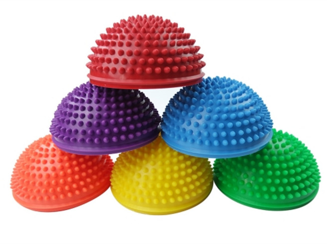 밸런스 징검다리 마사지 반구볼 원뿔 6개+펌프포함/ 16X8CM 유아신체놀이 밸런스보드 균형감각 지압 마사지쿠션 하프돔볼, 6개