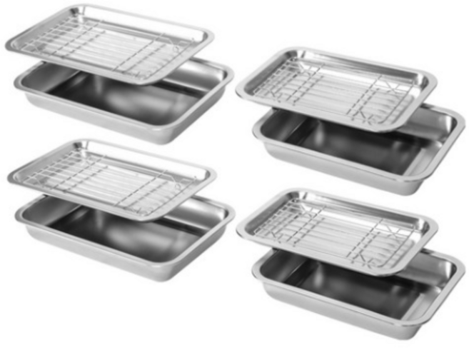 4BNK 연마제 없는 주방용 사각 올스텐 밧드 2종 세트, 1세트, 2P 소 + 2P 중