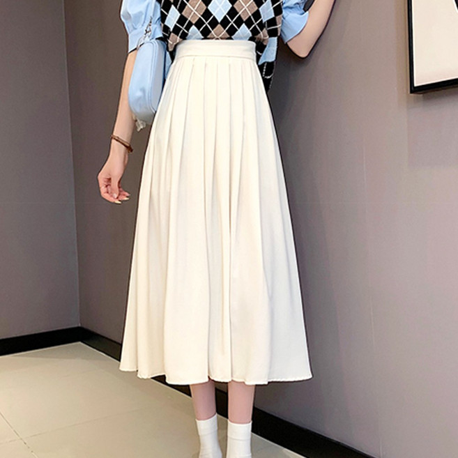 메이킹유 롱스커트 롱 주름치마 데일리룩 여친룩 꾸안꾸 9241레즐리스커트