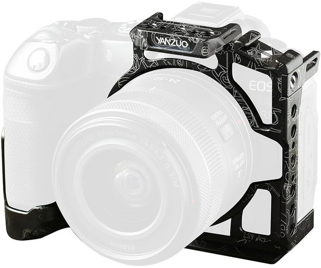 듀얼 콜드 슈 마운트 경량 모듈식 리그 여행 유튜브 사진 촬영을 위한 Arca-Swiss 퀵 릴리스가 포함된 R8용 YANZUO 카메라 케이지 블랙, Black