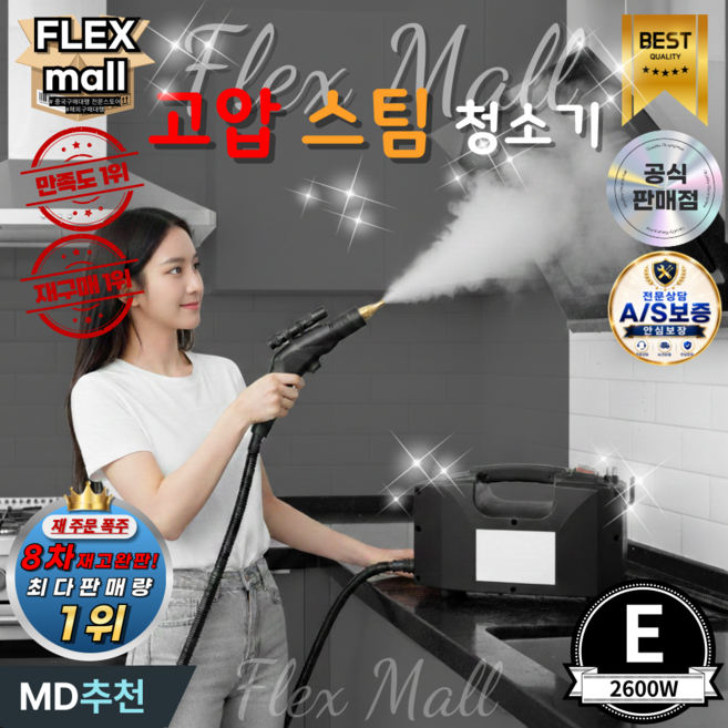 2위 - 플렉스몰 핸드 스팀 청소기 핸디 고압 스팀기 세차기 세척기 분사 살균기, E