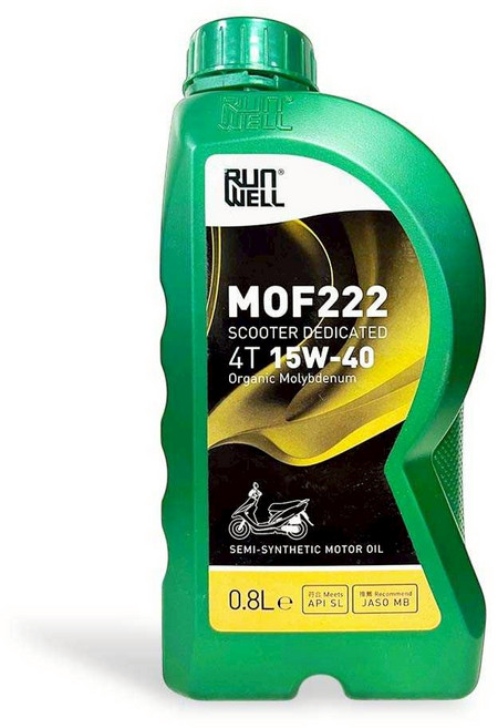 油工廠 RUN WELL MOF222 4T 15W40 0.8L 速克達專用 有機鉬 機油, 1個, MOF222 15W40