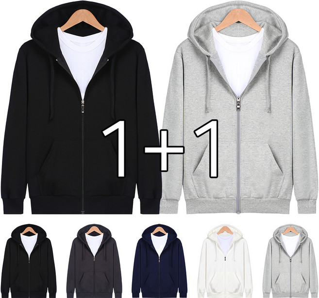 완티 1+1 베이직 프리미엄 특양면 후드집업 2장세트 남녀공용