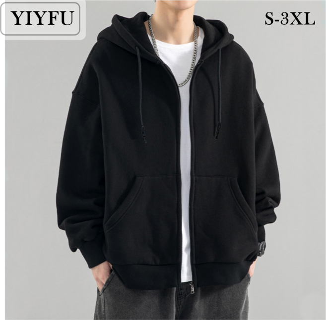 YIYFU 남녀공용 심플 후드집업 스타일리쉬한 빅포켓 아우터 4컬러