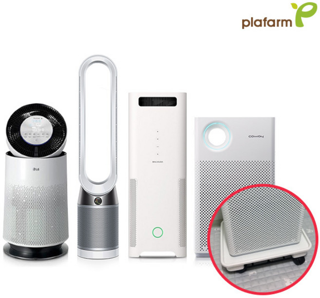 플라팜 이동식 공기청정기받침대 가습기받침대 lg 위닉스 호환, 원5호(바퀴포함) 블랙