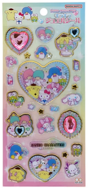 옐상 일본 정품 산리오 주얼 씰 스티커, 1개, 키키라라