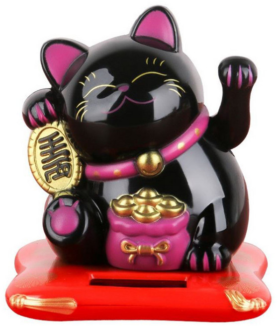 osshop 마네키네코 손흔드는 복 고양이, 일본 고양이 인형 - 블랙