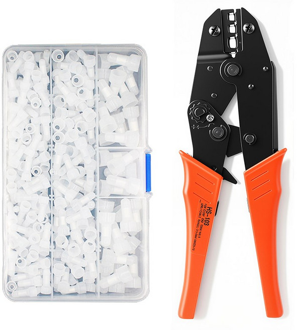 디매직 앤드커넥터 접속자 250PCS+전문용 압착기 세트, 1세트, 앤드커넥터 250PCS+압착기