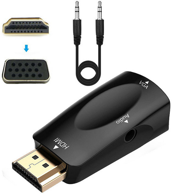 轉接頭 HDMI公轉VGA母轉接頭 HDMI轉VGA轉接頭 1080P高清 筆電電腦接顯示器投影機 贈音頻線, 1個