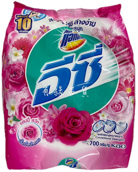 Attack 泰國版玫瑰洗衣粉, 1個, 012 粉色 （700g)