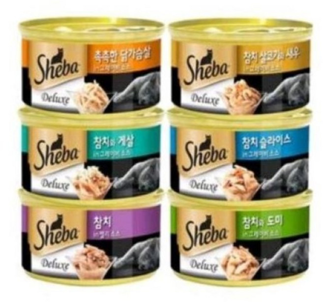 쉬바 반려묘용 간식 캔, 6종 혼합, 85g, 12개