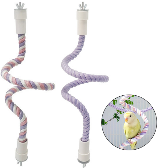 앵무새 횃대 파스텔 새장 용품 60cm, 2개, 보라 믹스