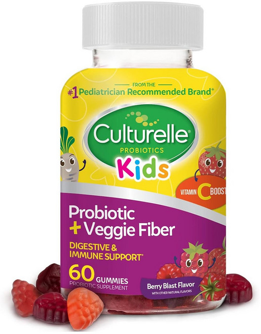 컬처렐 키즈 프로바이오틱 + 베지 파이버 베리 블라스트 플레이버 구미, 1개, 60정