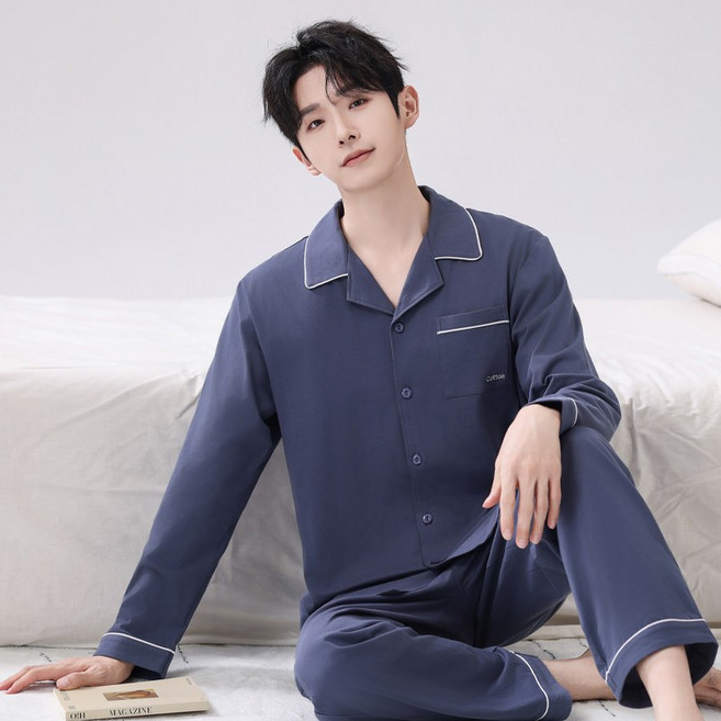 남성 파자마 순면 100% 사계절 심플한 디자인 프리미엄 순면 파자마세트 JF-161