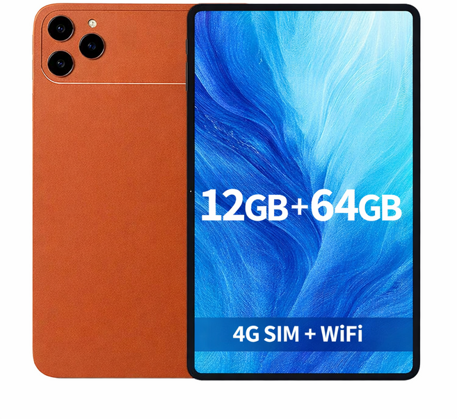 10.1인치 태블릿 PC HD 디스플레이 12GB+64GB 10000mAh 4G LTE WiFi 지원 학습용 영상용 가성비, Wi-Fi + 셀룰러, 64GB, 오렌지 컬러