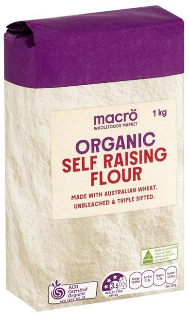 Macro 셀프 라이징 밀가루 1kg 1팩 Macro Organic Self Raising Flour 1kg, 1개