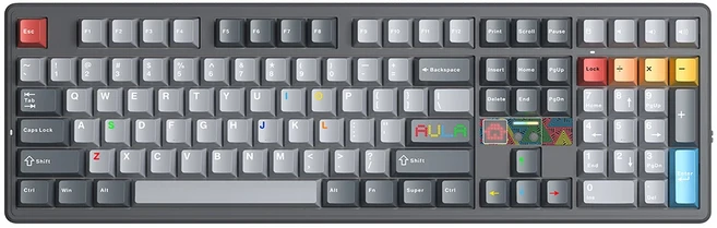 AULA F108 Pro V2 무선 키보드 트리 모델 매크로 게이밍 가스켓 핫스왑 풀 사이즈 TFT 스마트 디스플레이, 03 Light Gray-Sky Dome