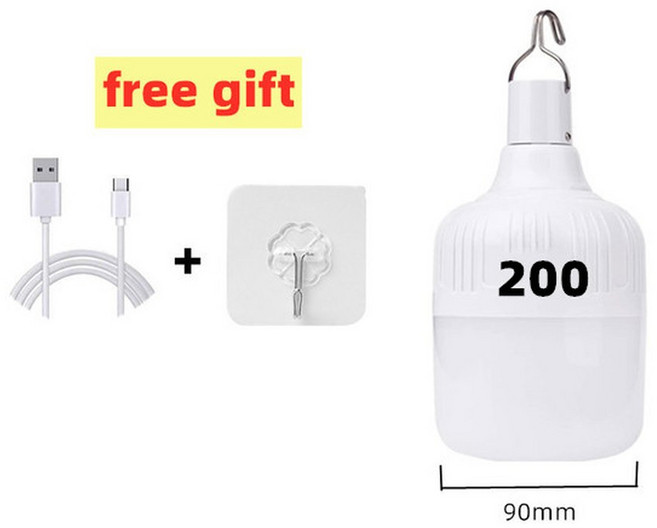 USB 충전식 LED 비상등 야외 휴대용 랜턴 비상 램프 배터리 전구 바베큐 캠핑 조명 500W, 1개, 03 200