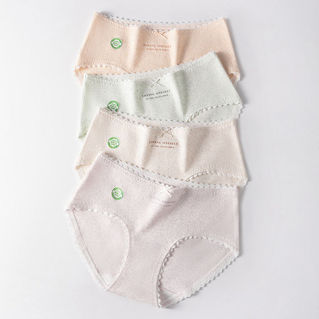 VEBLEN 유기농 순면 여성팬티 데일리 미디 50수 면 삼각속옷 4종세트