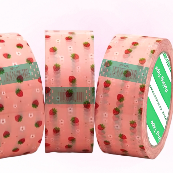 귀여운 딸기 패턴 핑크 포장용 박스 테이프, 1개, 91m