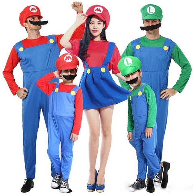 슈퍼마리오 코스프레 의상 모자+상의+하의SET 코스튬 jw2+91235rL, 남성(루이지)_L, 본상품선택