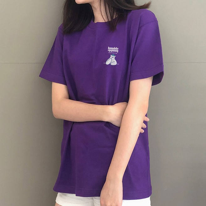 험블스튜디오 곰돌이 로고 루즈핏 여자 면 반팔티셔츠